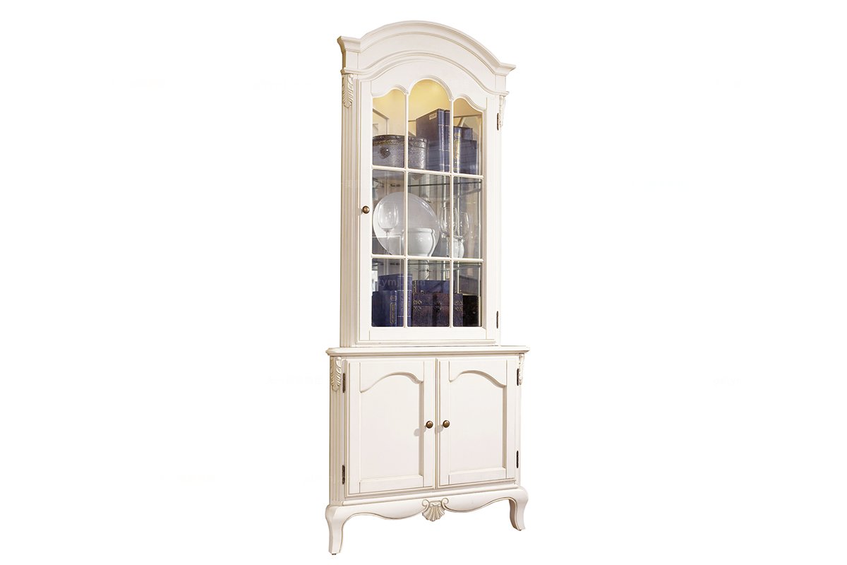 美式實木白色酒柜