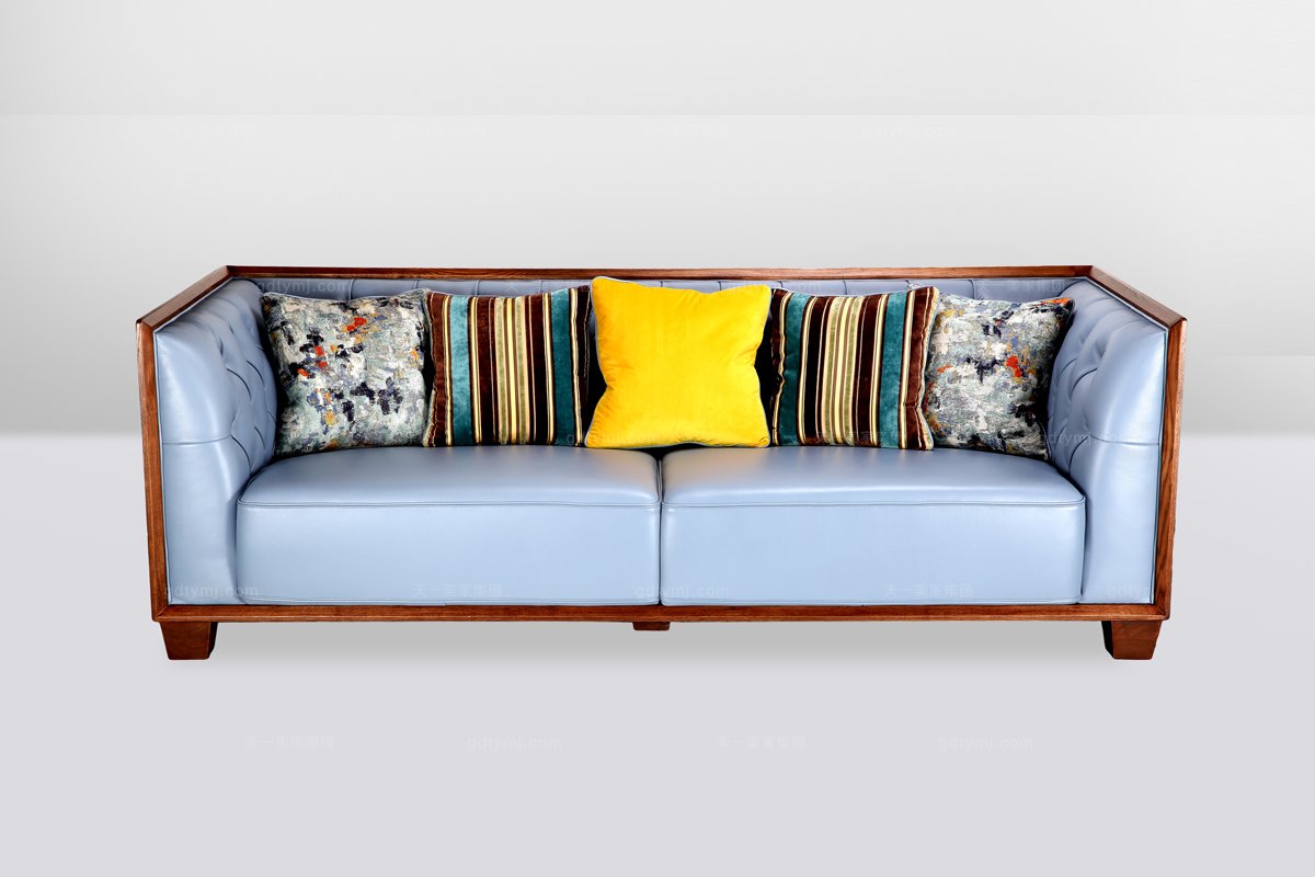 歐式實木真皮沙發