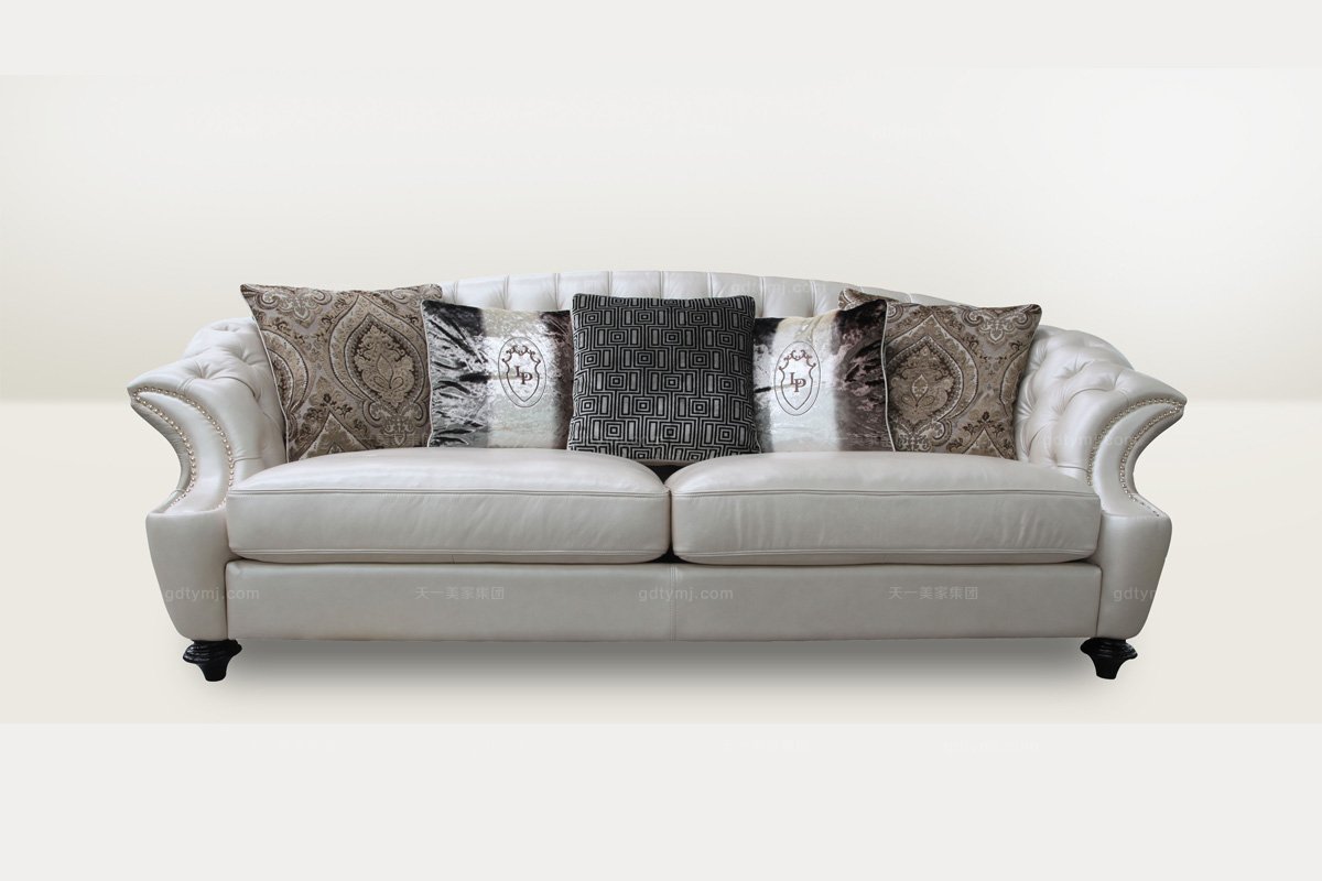 歐式真皮簡約雙人沙發