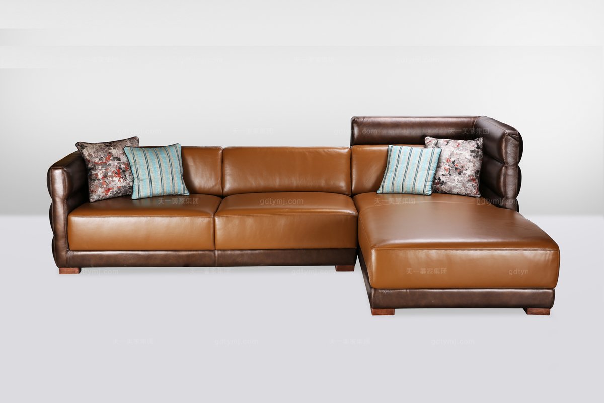 高檔頭層牛皮歐式轉角沙發
