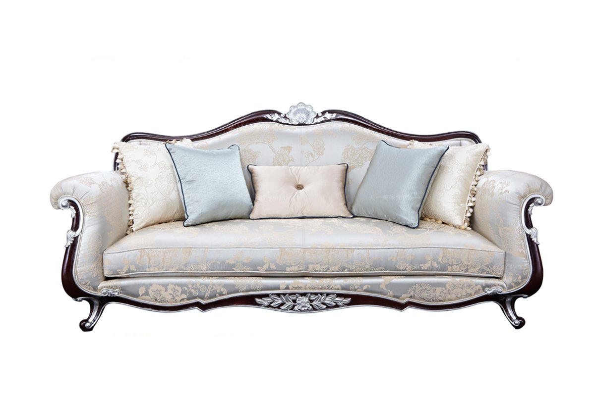歐式雕花布藝三人沙發